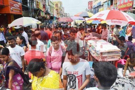 Crowd expands in Chaitra Bazar on Monday afternoon